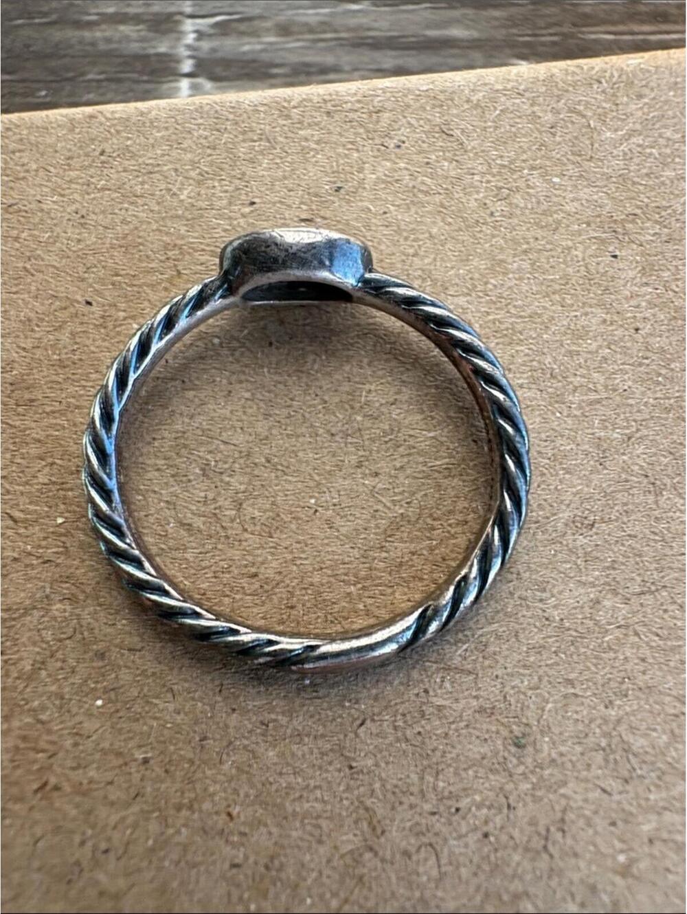 David Yurman Sterling Silver Pave Oval Rope Band Ring - Size 6.5 - Picture 3 of 6